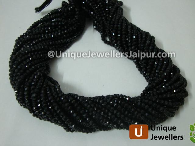 Black Spinel Faceted Roundelle Beads